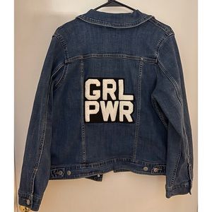 Womens Plus Size Customized Levi’s Denim Jacket Grl Pwr (Girl Power) Size 1X